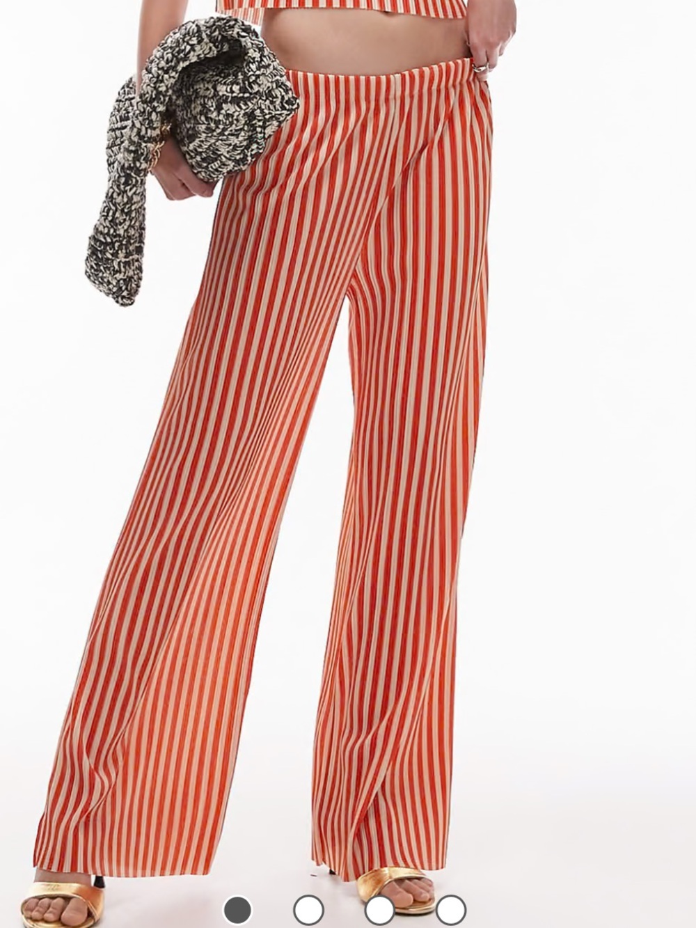Top Shop Orange and Cream Vertical Stripe Wide-Leg Pants size XS